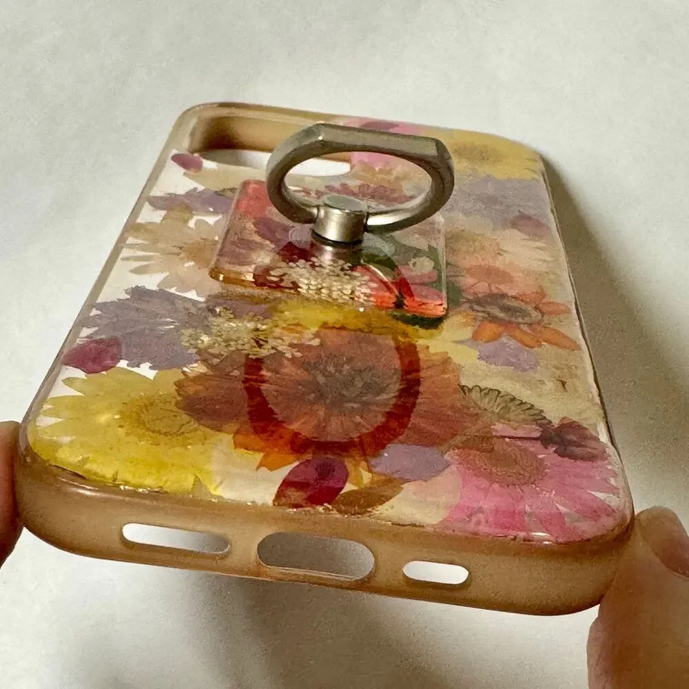 GENUINE FLOWERS iPhone 12 Floral Case! Finger ring built-in HIGH QUALITY